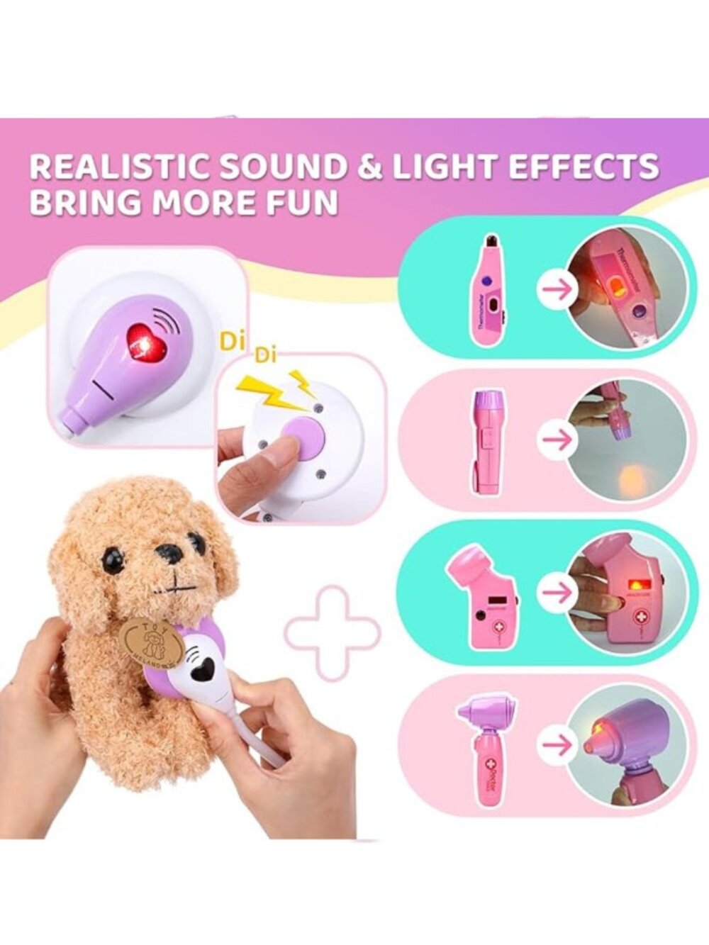 Meland Toy Doctor Kit for Girls Pretend Play Set w/ Dog & Costume New